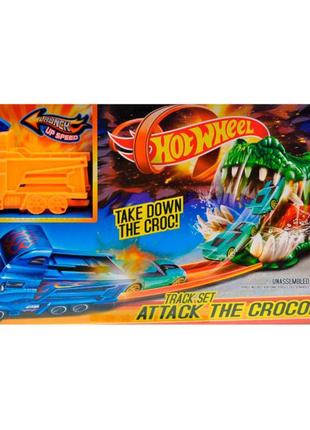 Автотрек для детей з запуском hot wheel crocodile с машинкой в коробке 3078