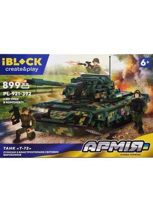 Детский конструктор iblock армия танк т-72 899 деталей pl-921-392