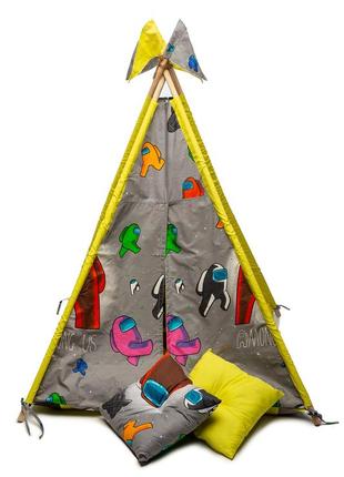 Вигвам детская игровая палатка амонг ас серый3 фото