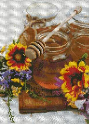 Алмазна мозаїка мед та квіти strateg 30х40 см hx455