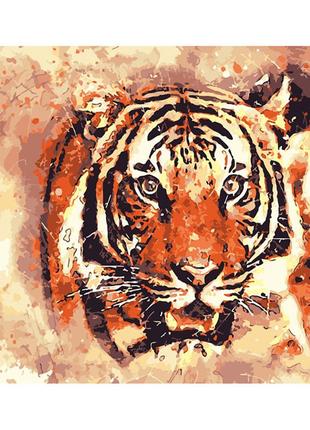 Картина за номерами вогняний тигр strateg 40х50 см dy128