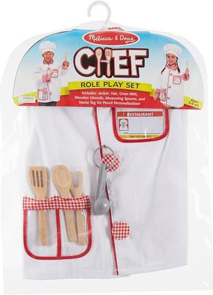 Детский костюм melissa & doug chef role play set костюм шеф-повар 4838