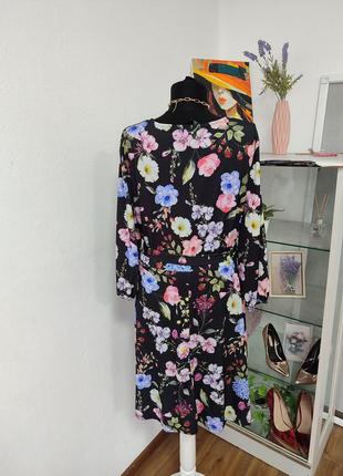 Стильное батальное платье, цветочный принт, трапеция4 фото