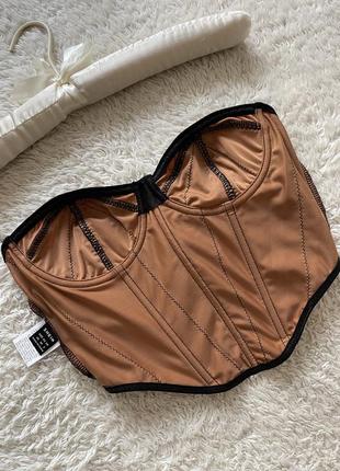 Женский бюстье или корсет shein women's strapless neckline corset cb7 black/brown6 фото