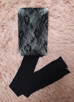 Колготки ажурные сетка с цветами кружевные винтажные в стиле лолита подарок4 фото