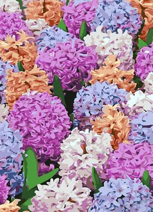 Картина за номерами квіти різнобарвні гіацинти strateg 40х50 см gs10621 фото