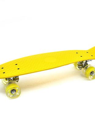 Скейтборд пенни борд maximus penny board max со светом желтый 56 см 5358