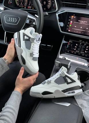 Женские кроссовки air jordan 4 retro white black gray