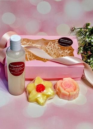 Набір гель для душу, мило троянда та нарцис, усе з рослинними та ефірними оліями