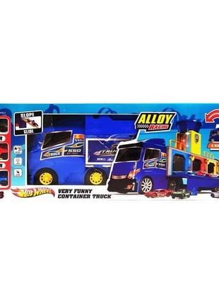 Вантажівка-паркінг container truck + 3 машинки a-toys hw-118