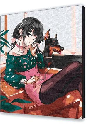 Картина за номерами з лаком artcraft аніме "дівчина з собакою" 40*50 см * 10327-ac