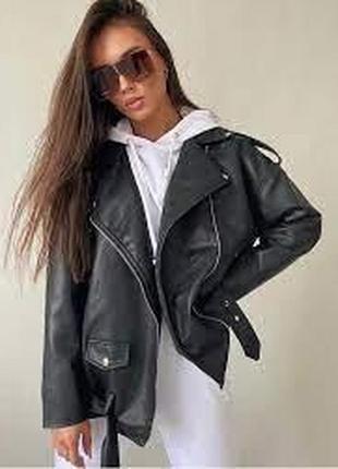 Женская куртка косуха оверсайз из экокожи. хит 2024. размеры батал.7 фото