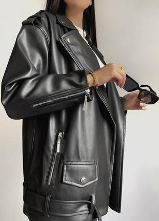 Женская куртка косуха оверсайз из экокожи. хит 2024. размеры батал.5 фото