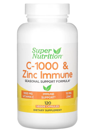 Super nutrition, simplyone, c-1000 та цинк для імунітету, 120 вегетаріанських капсул2 фото
