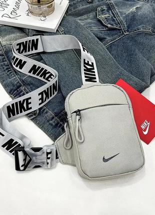 Сумка nike mini bag swoosh.  серая унисекс1 фото