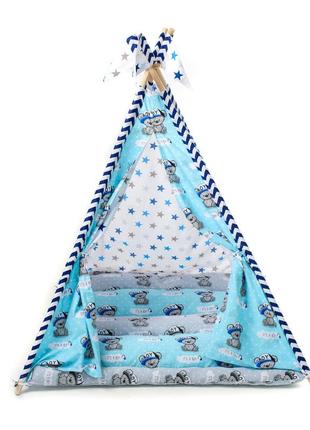 Вигвам детская игровая палатка "мишки blue"5 фото