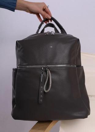 Стильный качественный серый женский рюкзак эко-кожа черный женский рюкзак из эко-кожи6 фото