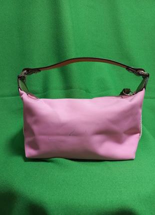 Розовая мини сумка косметичка с отделкой из зелёной кожи coach2 фото
