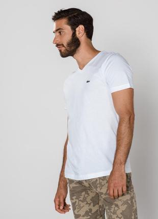 Футболка мужская хлопковая белая лакост тишка чоловіча бавовняна біла lacoste🐊 р.s🇫🇷