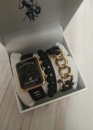 Жіночий годинник з браслетами у чорному кольорі в оригінальній упаковці поло ассн u.s. polo assn оригінал4 фото