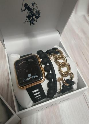 Жіночий годинник з браслетами у чорному кольорі в оригінальній упаковці поло ассн u.s. polo assn оригінал5 фото