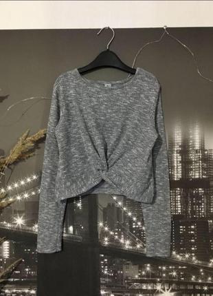 Укорочена сіра кофтинка в рубчик на 10 років