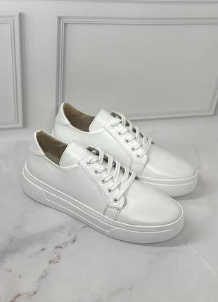 Женские базовые кеды белого цвета кожаные под заказ 36-43р все цвета