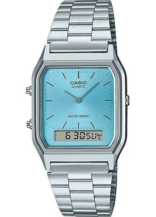 Мужские часы casio aq-230a-2a1mqyes, бирюзовый с серебристым