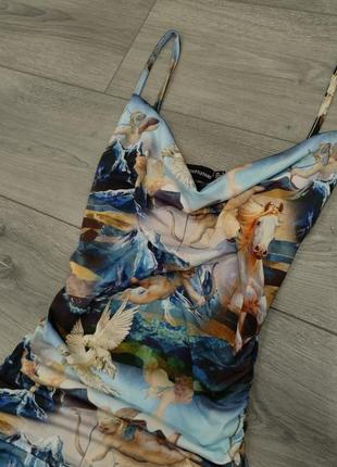 Облегающее платье платье с ангелами, ренесанс, винтаж