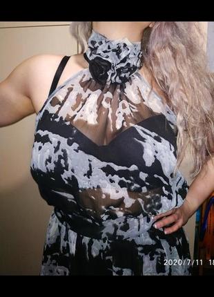 Мраморное из шифона платье/сарафан для девушек с большой грудью
