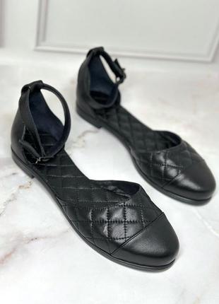 Жіночі балетки закриті босоніжки чорні шкіряні в наявності 41р 42р під замовлення 36-43р