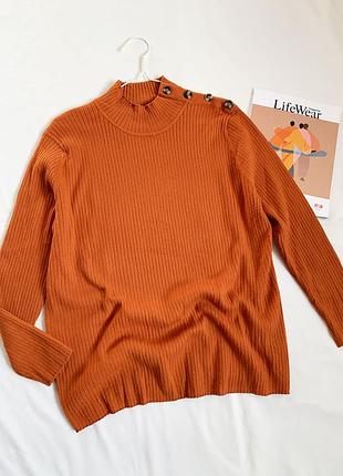 Джемпер, свитер, удлиненный, оранжевый, tu