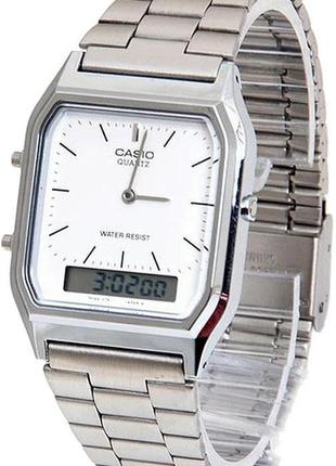 Мужские часы casio aq-230a-7dmqyes, белый с серебристым