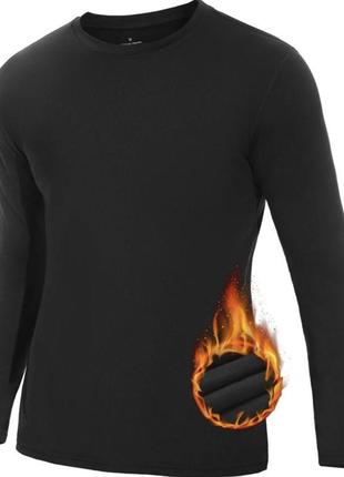 Термобелье мужское на флисе теплое черное, термореглан3 фото