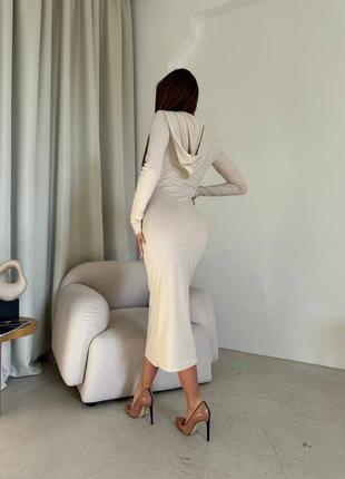 Новинка🥰 платье с капюшоном из качественного рубчика👍9 фото
