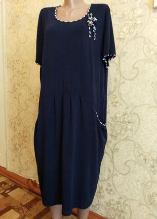Сукня з квіткою темно-синього кольору 58р.