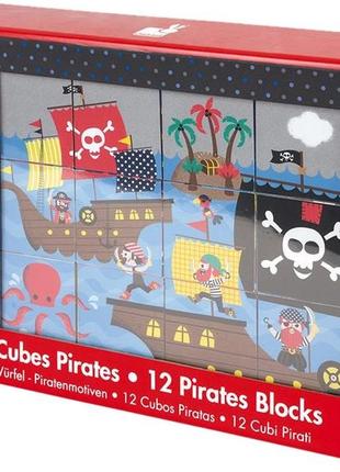 Кубики картонные janod пираты j02984