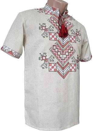 Сорочка вишиванка для хлопчика домотканый льон р. 140 -176