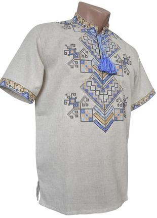 Рубашка вышиванка для мальчика домотканый лен р.140 -1762 фото