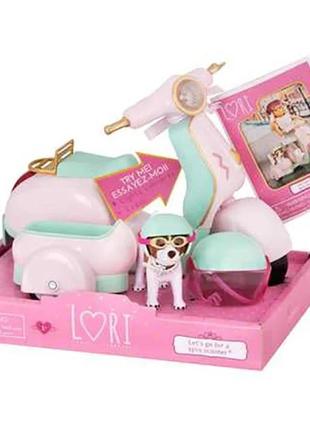 Транспорт для ляльок lori скутер з коляскою і собакою lo37034z1 фото