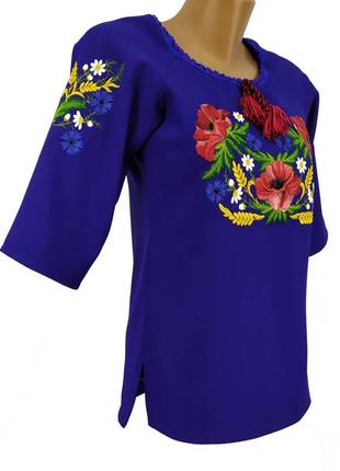 Рубашка вышиванка для девочки подросток зеленая р.140-1762 фото