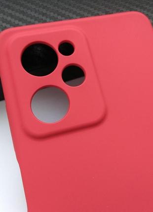 Чехол для poco x5 pro 5g силиконовый с микрофиброй silicone cover full camera (темно красный)3 фото