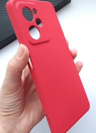 Чехол для poco x5 pro 5g силиконовый с микрофиброй silicone cover full camera (темно красный)8 фото