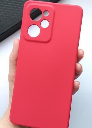 Чехол для poco x5 pro 5g силиконовый с микрофиброй silicone cover full camera (темно красный)7 фото