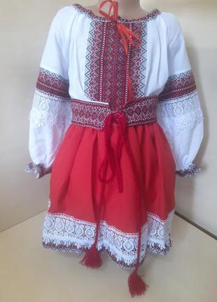 Костюм вишиванка для дівчинки сорочка спідниця пояс  134 140 146 152