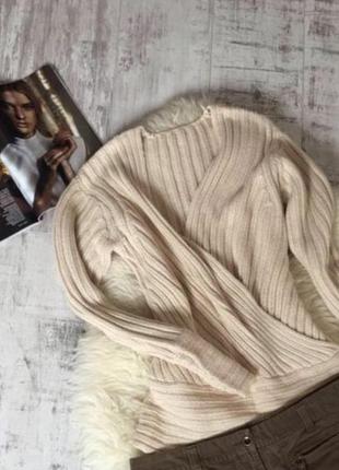 H&m бежевий светр в рубчик на запах 💫