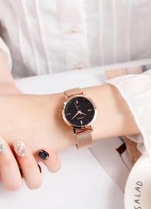 Жіночий наручний годинник skmei 1528 (рожеве золото)8 фото