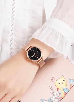 Жіночий наручний годинник skmei 1528 (рожеве золото)7 фото