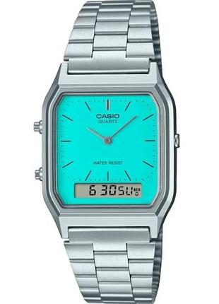 Мужские часы casio aq-230a-2a2mqyes, бирюзовый с серебристым