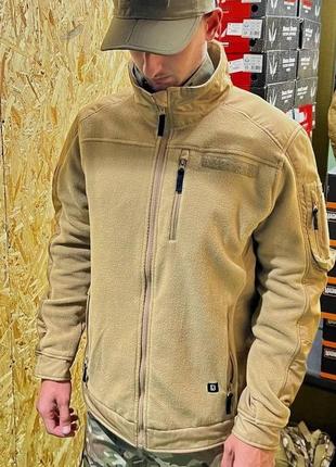 Армейская флисовая куртка brandit материал rip-stop (койот) s2 фото